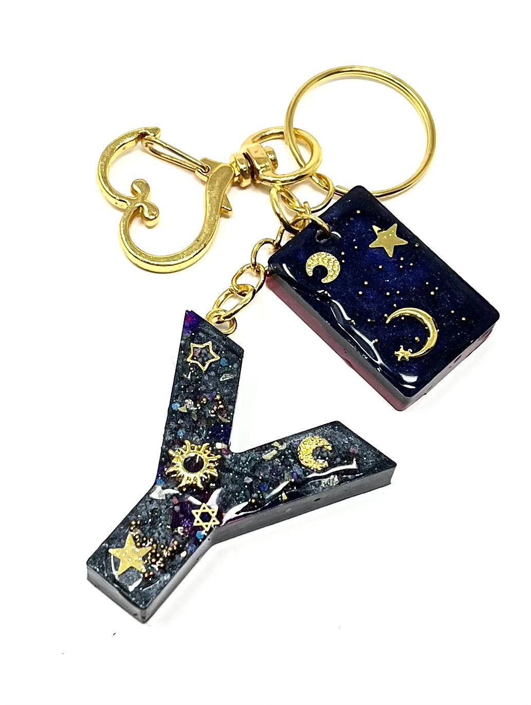 Deluxe Alphabet Keyring in Celestial Galaxy effect