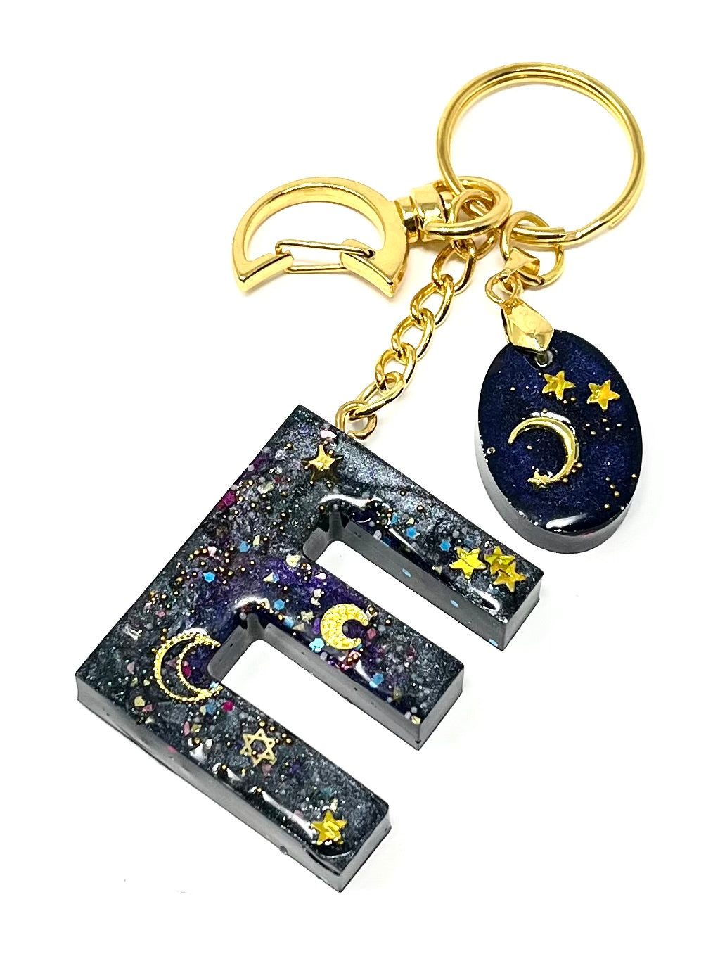Deluxe Alphabet Keyring in Celestial Galaxy effect