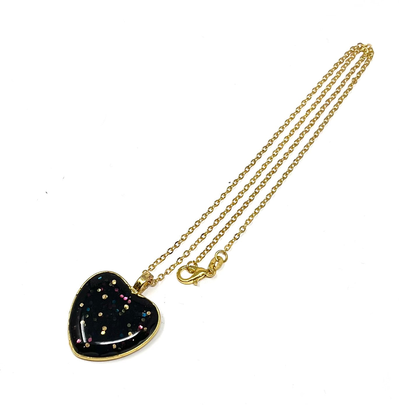 Black and Glitter Heart shaped Necklace