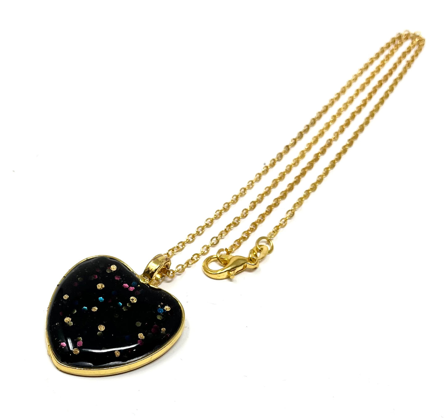 Black and Glitter Heart shaped Necklace