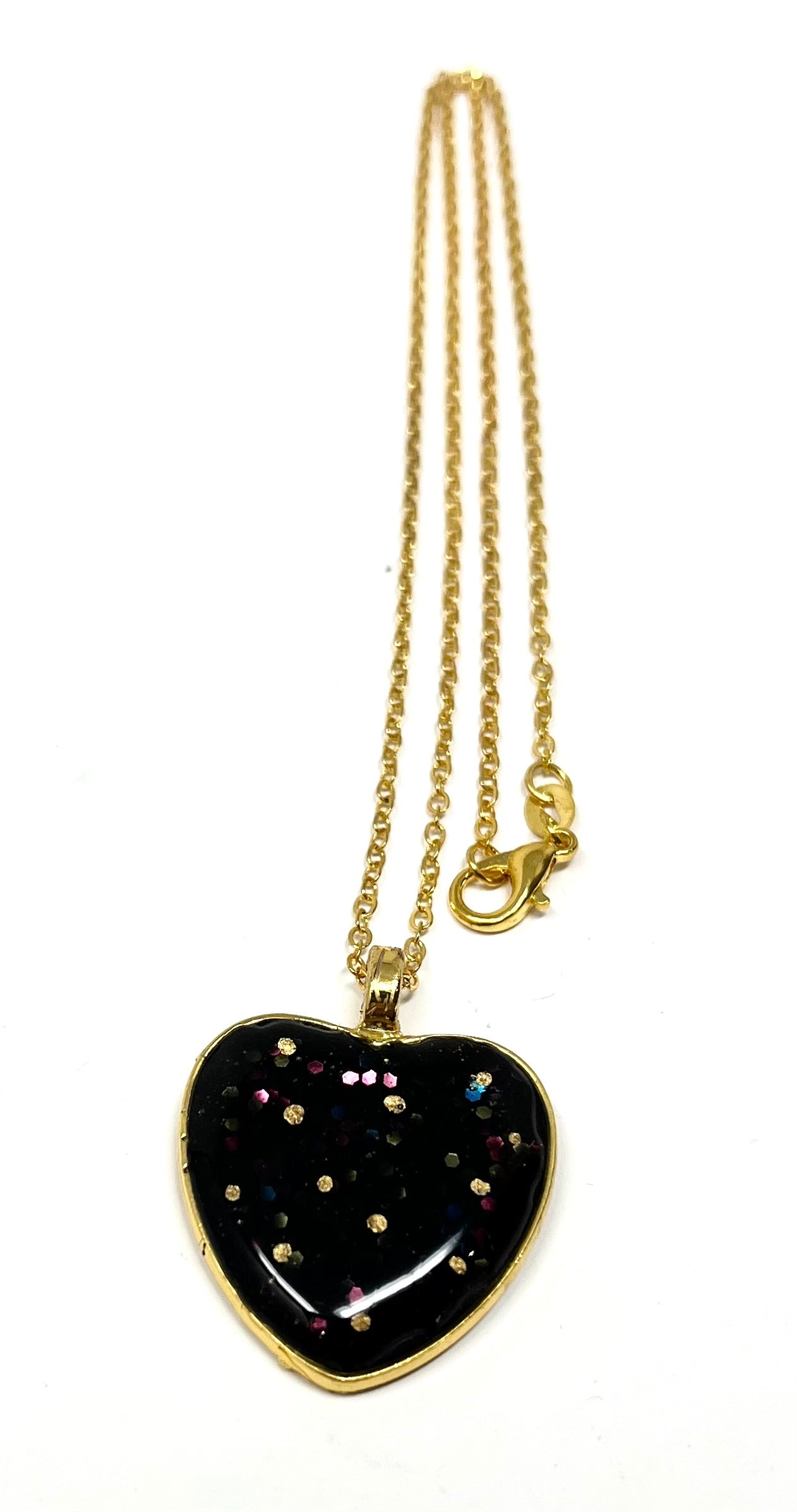 Black and Glitter Heart shaped Necklace