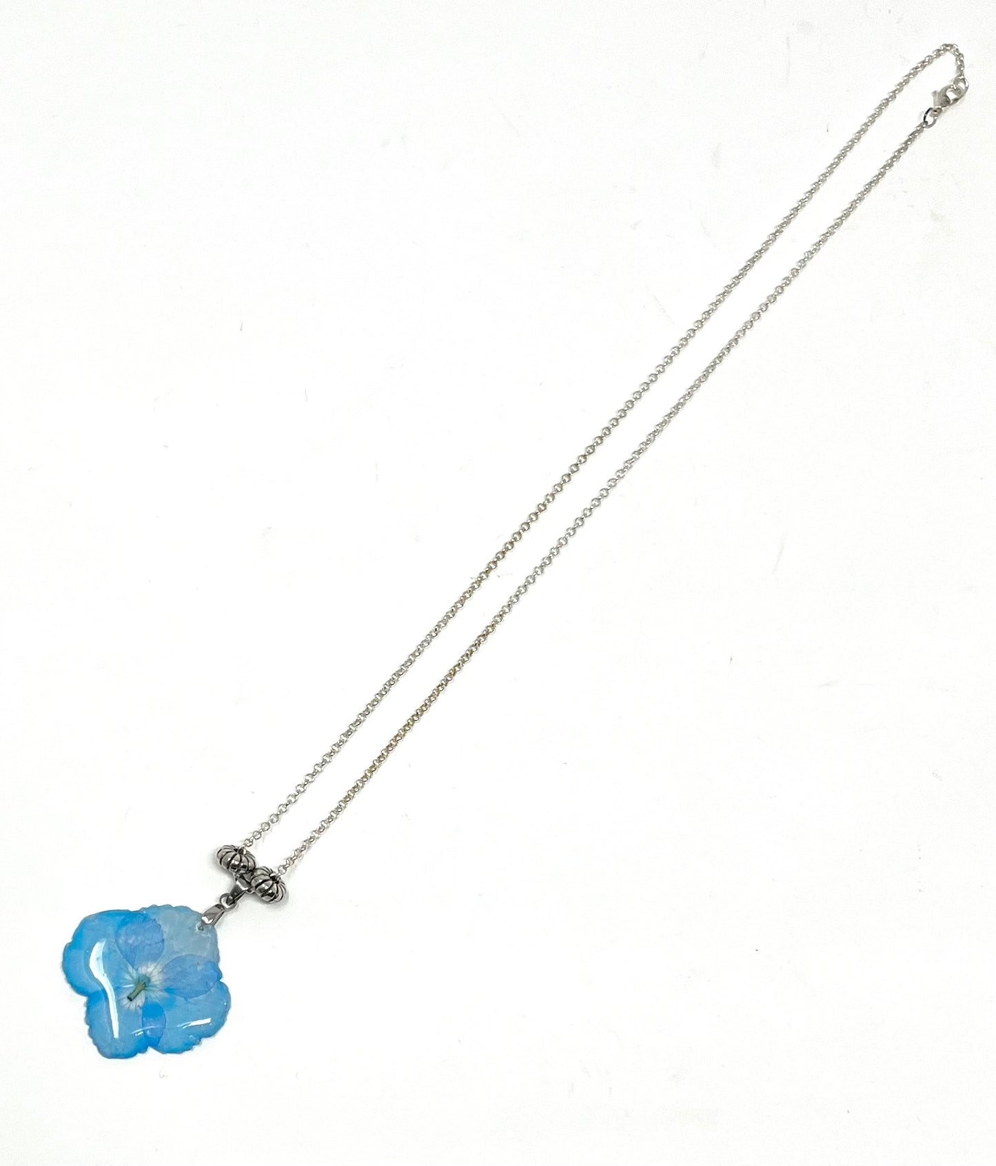Encased Blue Hydrangea Necklace
