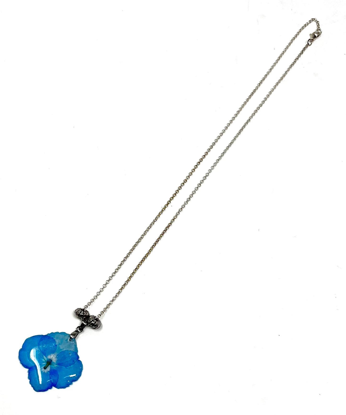 Encased Blue Hydrangea Necklace