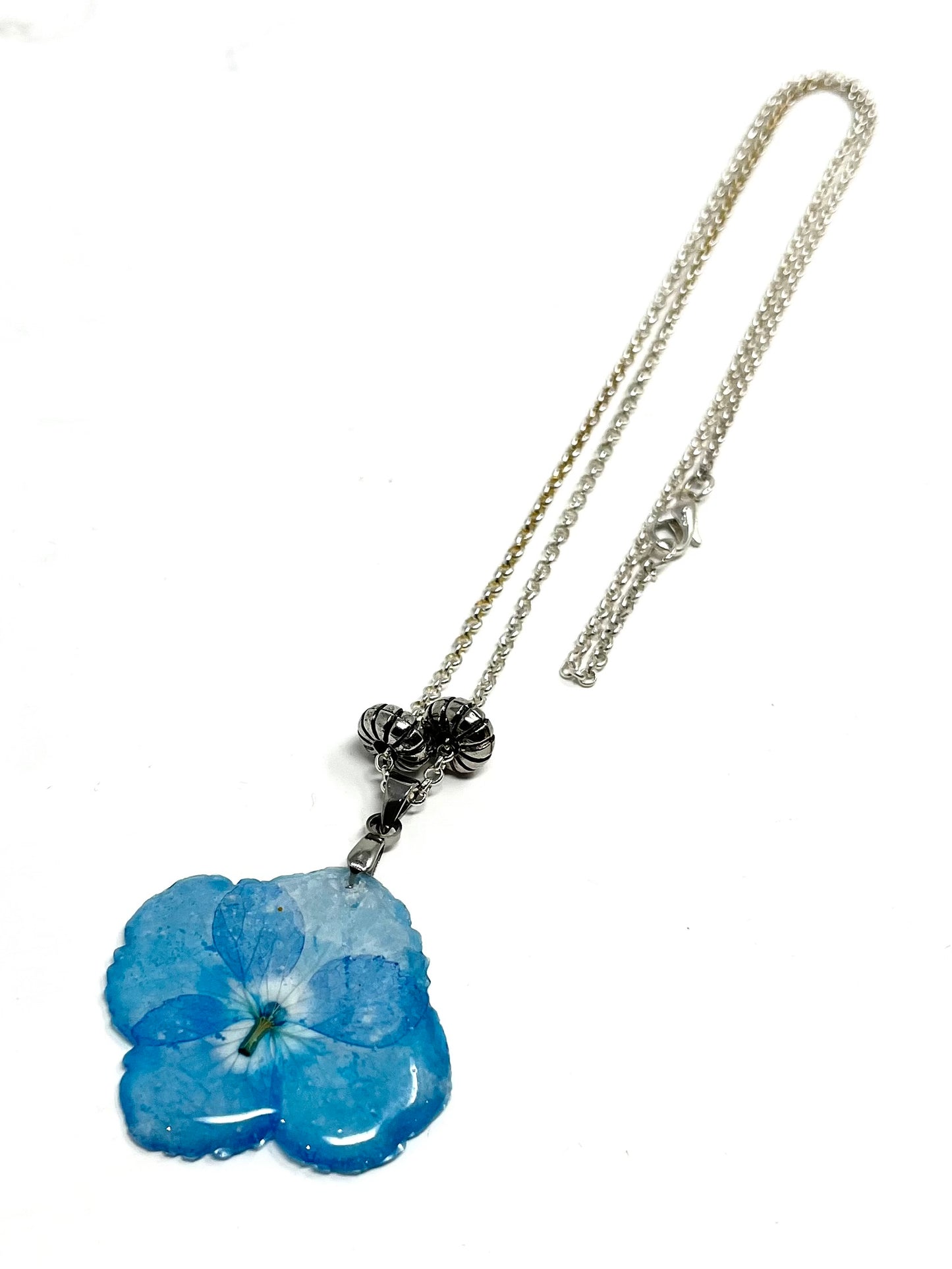 Encased Blue Hydrangea Necklace
