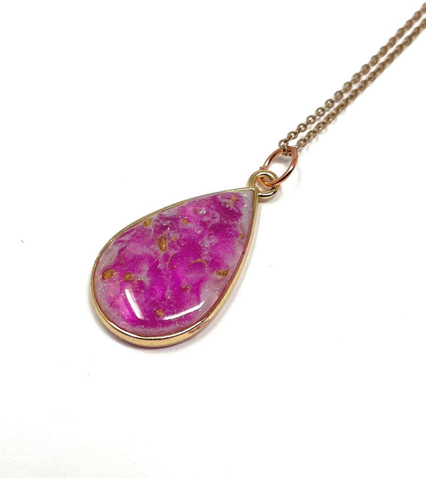 Teardrop Pink Geode Necklace