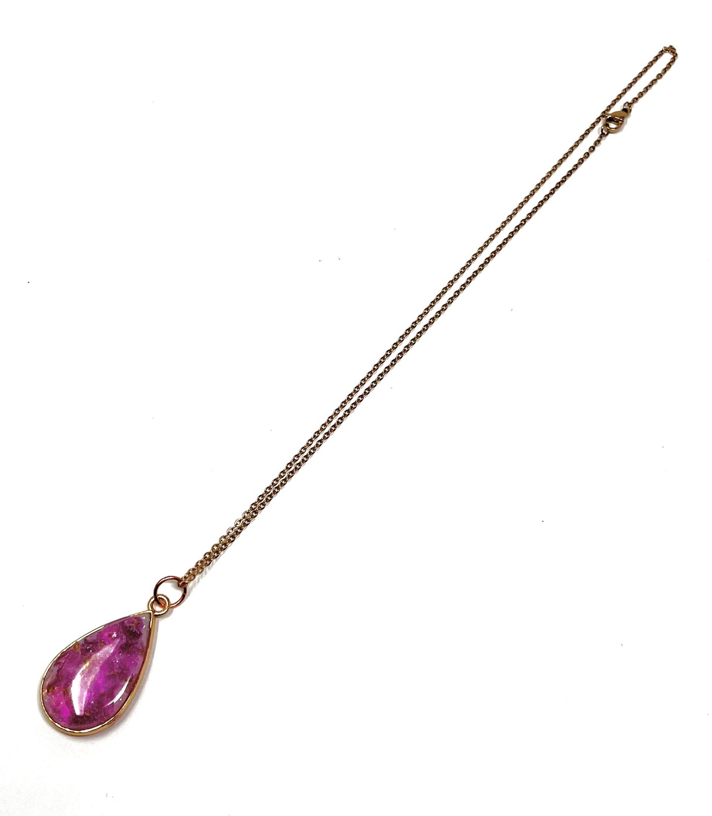 Teardrop Pink Geode Necklace