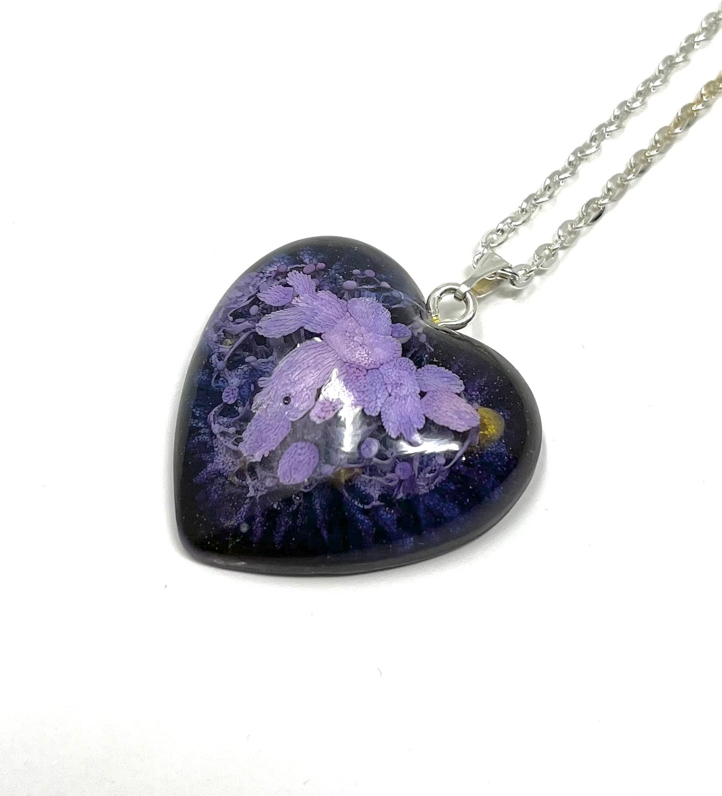 Black and Purple Heart shaped Necklace