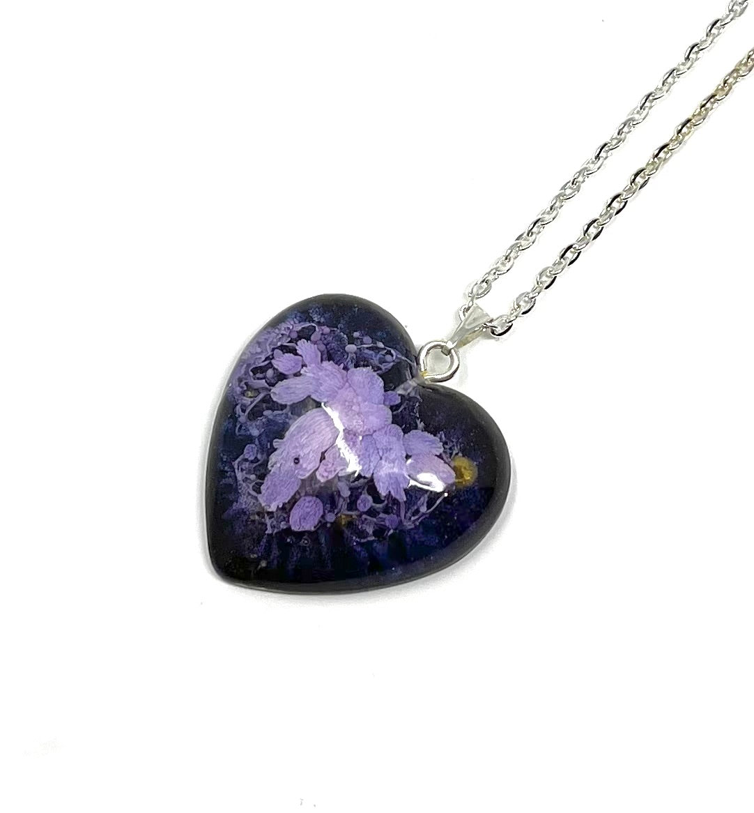 Black and Purple Heart shaped Necklace