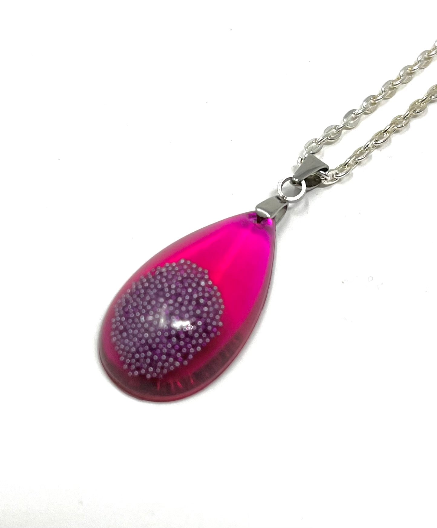 Teardrop Pink Beaded Necklace