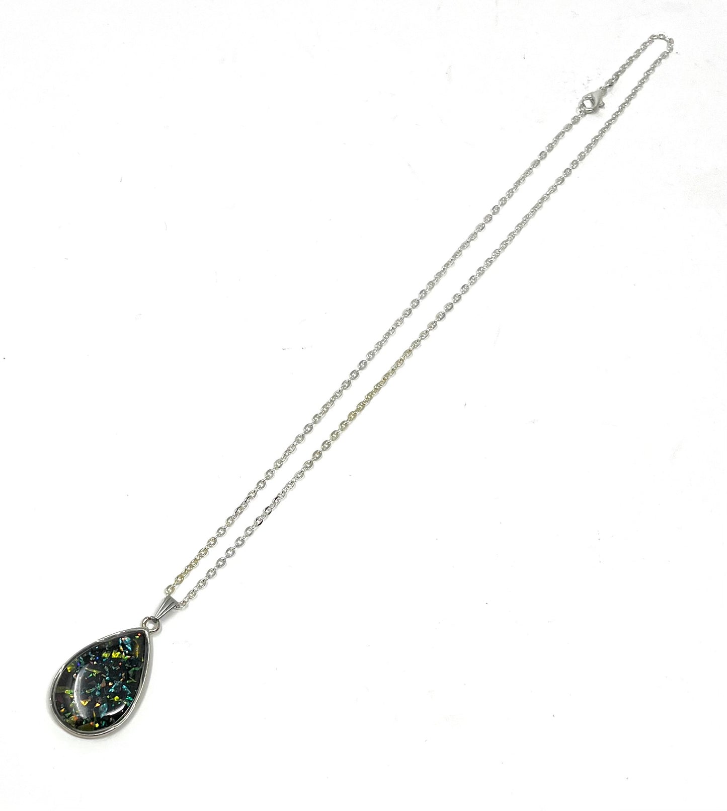 Teardrop Black Opal Effect Necklace