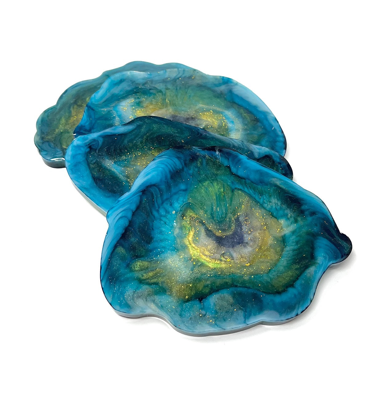 Blue Geode Resin Coasters, set of 4
