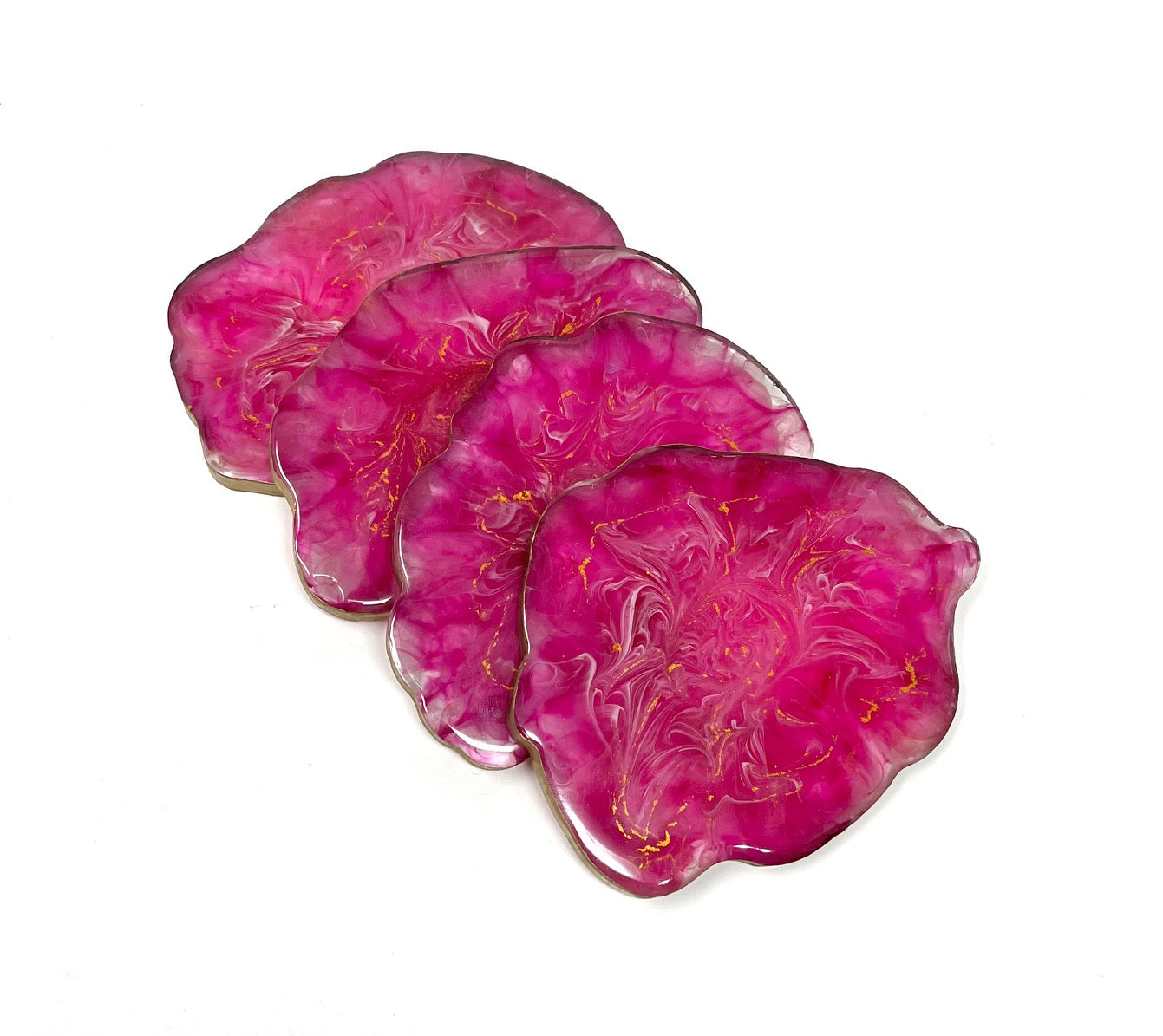 Pink Geode Resin Coasters, set of 4