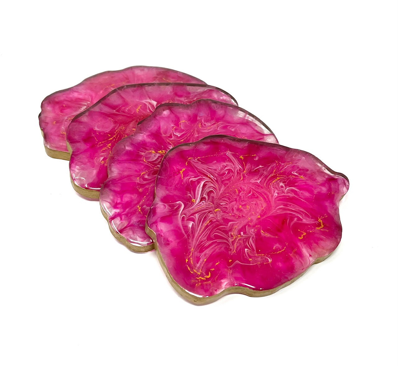 Pink Geode Resin Coasters, set of 4