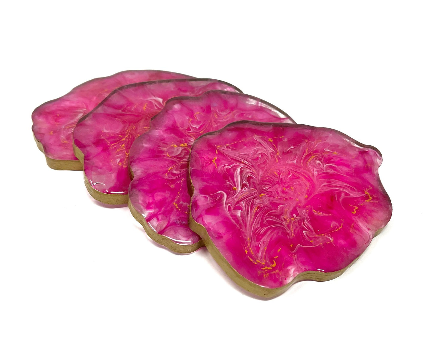 Pink Geode Resin Coasters, set of 4