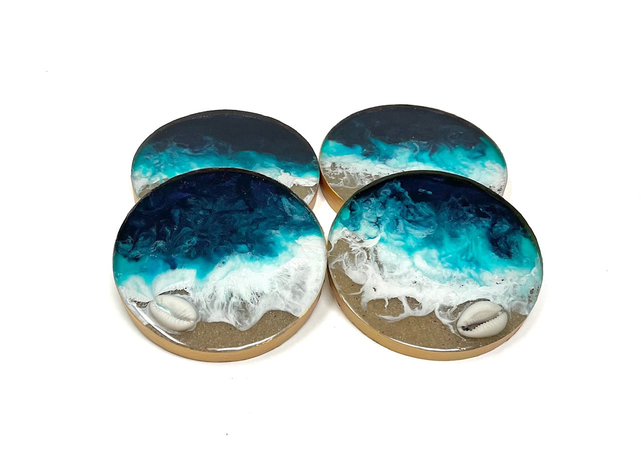 Seashore Effect Round Coasters, set of 4