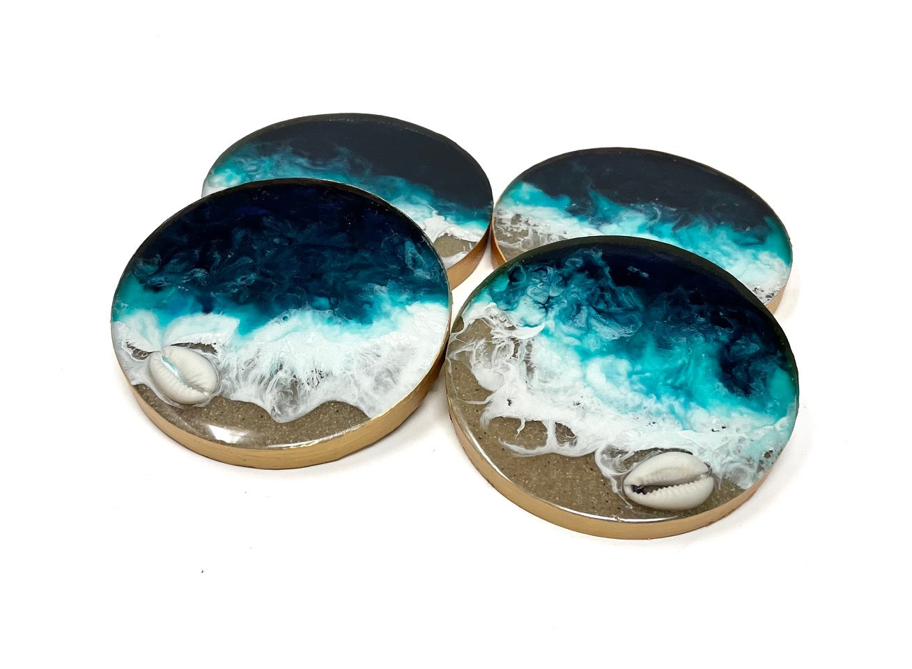 Seashore Effect Round Coasters, set of 4