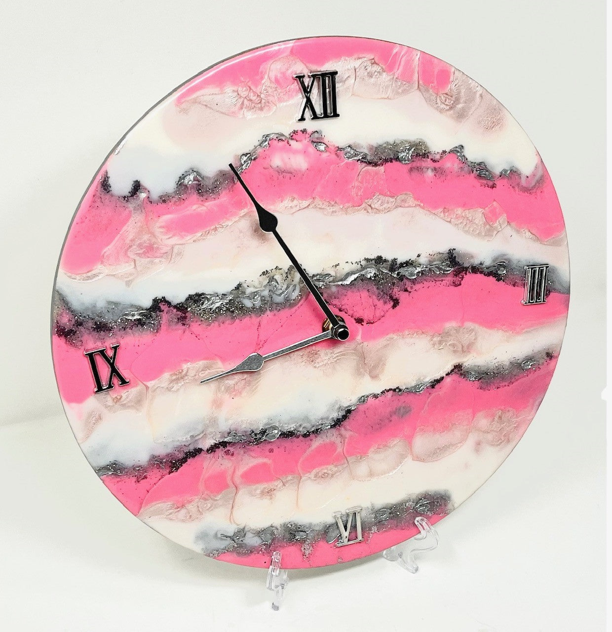 Pink and White Wall Clock