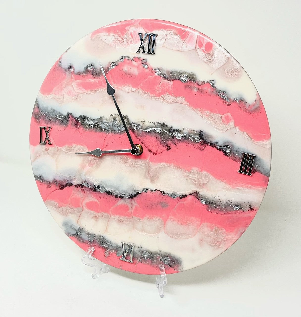 Pink and White Wall Clock