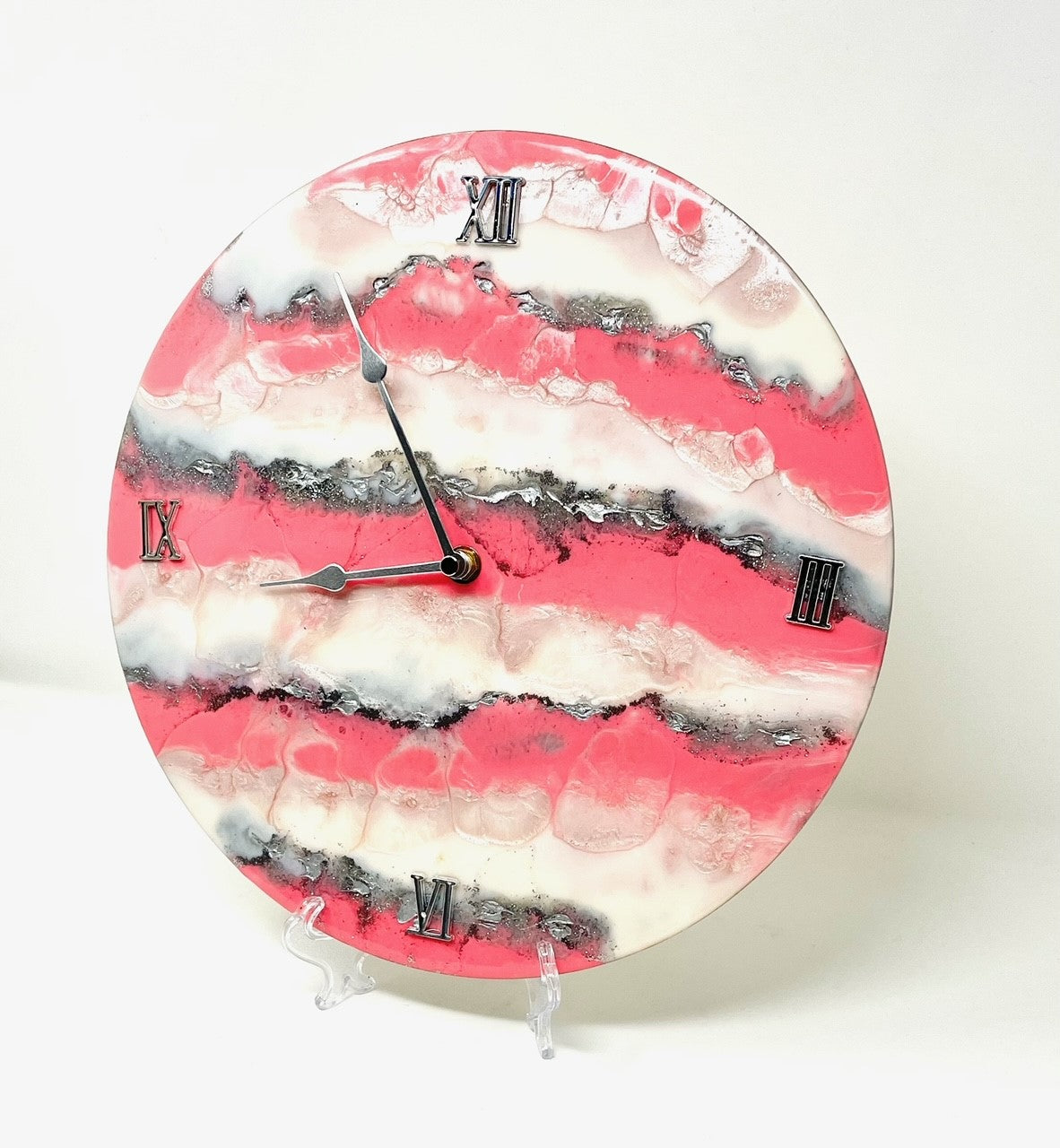Pink and White Wall Clock