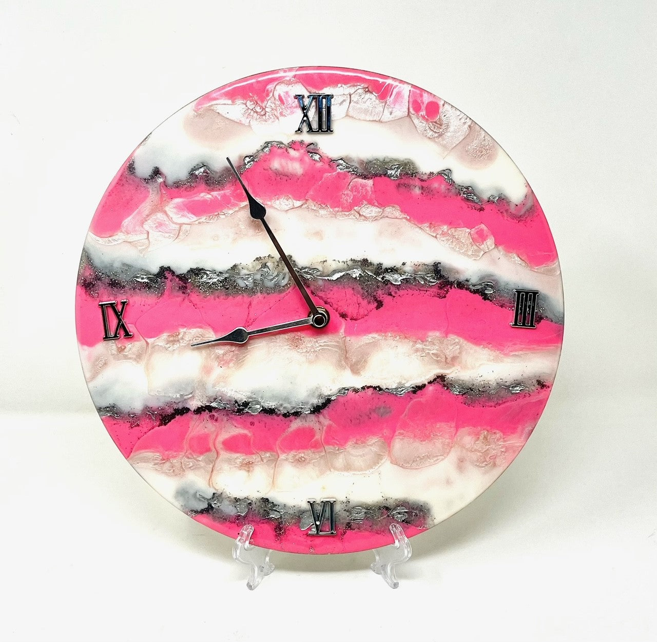 Pink and White Wall Clock