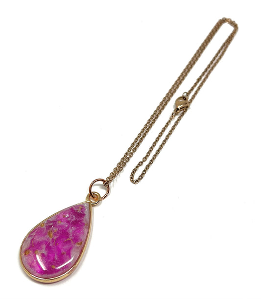 Teardrop Pink Geode Necklace